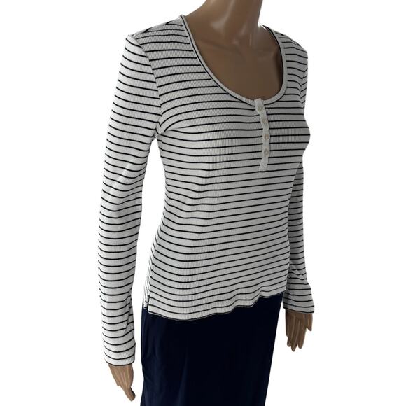 Pact Striped Favorite Rib Henley Long Sleeve Top - Picture 6 of 11